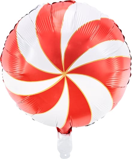 Partydeco - Folieballon Snoepje Rood Wit - 35 cm