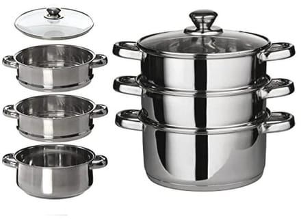 Stoomboot Set Met Glazen Deksel - 3 Tier Kookgerei 22CM