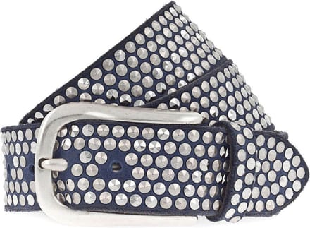 b.belt Leren riem Zoe Silver Stud Belt W105 Denim blauw