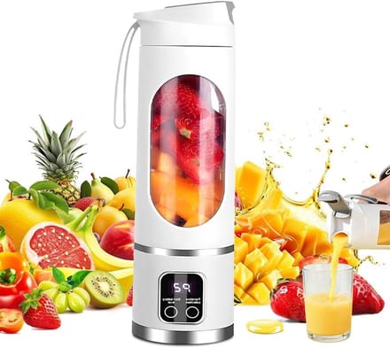 Draagbare blender - Mini mixer - Gezonde drankjes maken - 12-messysteem - 450 ml - Wit
