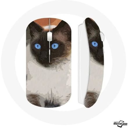 Souris Sans Fil Siamois Noir et blanc Yeux Bleus