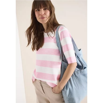 Sweater met korte mouwen en strepen