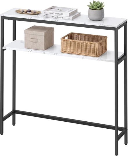 VASAGLE - Console Tafel - Haltafel - Met 2 Planken - Slank Ontwerp - Voor Hal Woonkamer Slaapkamer