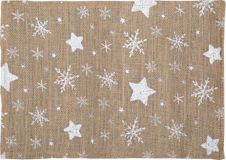Atmosphera Jute Placemat set van 4 - Onderlegger - 30 x 45 cm - Witte sterren - Feestdecoratie