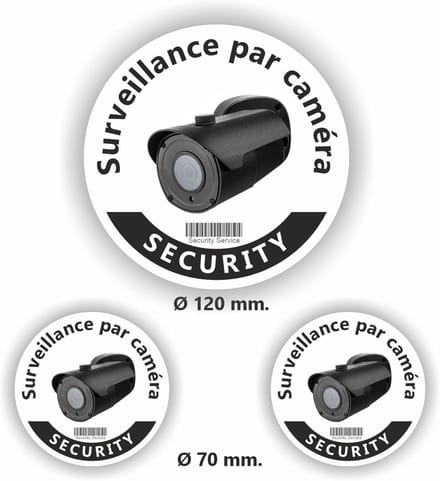 Toezicht Sticker Set - Bewaking Stickers - Eigendom Beveiligen - Franstalige Informatie - 3 Stuks Diverse Maten