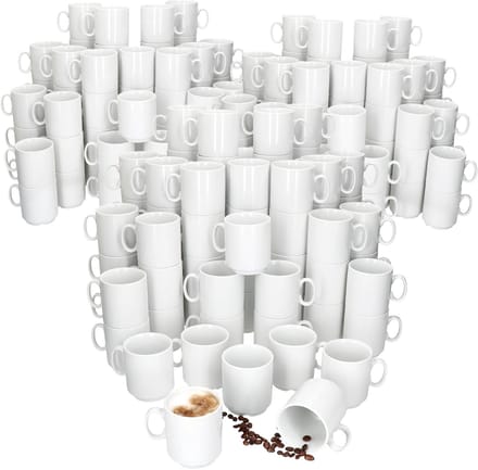 Set van 120 EVENT stapelbare koffiemokken wit porselein 250 ml