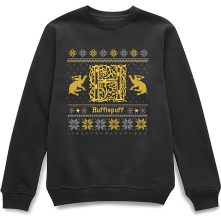 Harry Potter Hufflepuff Christmas Christmas Jumper - Black - S