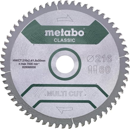 Cirkelzaagblad MultiCutClassic 216mm, 60T, 5°N - Voor Hout en Composieten