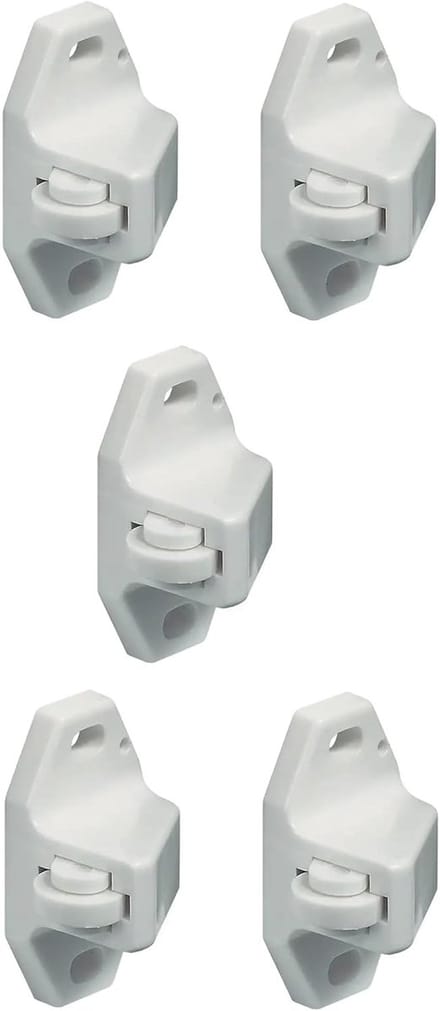 5 x Rolsnapper kunststof deurstopper en meubelsnapper - wit
