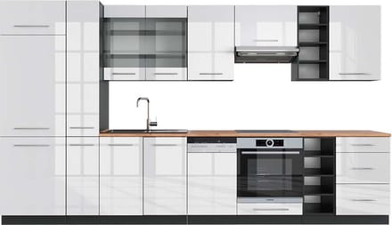 Vicco Fame-Line Complete keukeneenheid – 355 cm, WB Eik Wit hoogglans/antraciet