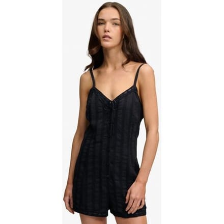 Superdry Lace Cami Playsuit Mouwloze Romper Zwart S Vrouw