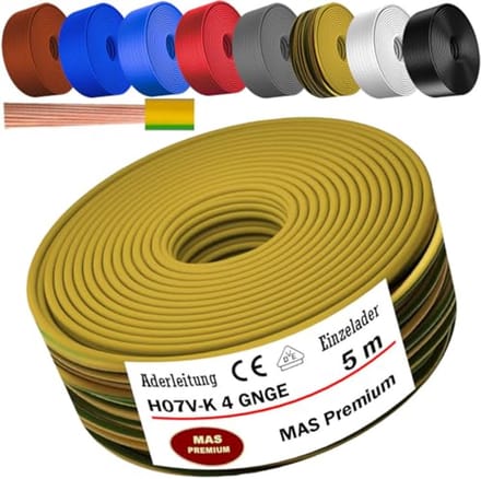 Flexibele Aderkabel H07 V-K 4 mm² Tot 100 m in Diverse Kleuren
