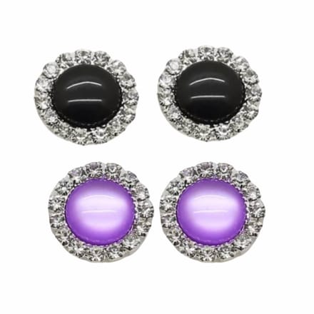 2 Paar-Clip oorbellen-Lila-Zwart-1.5 cm