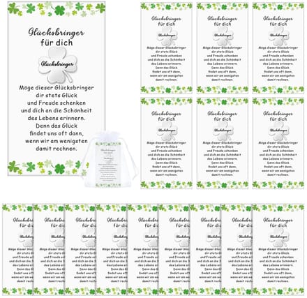 Dailygoods- Geluksbrengers 15 Sets - Klavertje Vier - Bedankkaart