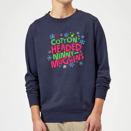 Elf Cotton-Headed Ninny-Muggins Christmas Jumper - Navy - L