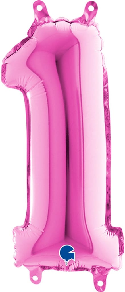 Folieballon cijfer 1 fuchsia 102 cm