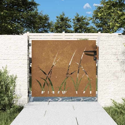 vidaXL - Poort - 85x75 - cm - grasontwerp - cortenstaal