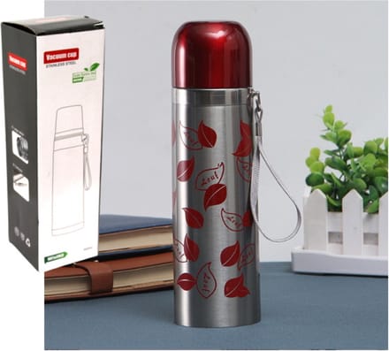 IBBO® - Thermosfles & Drinkfles - 500ml - RVS - Rood en zilver