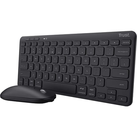 Trust Lyra - Draadloos Toetsenbord en Muis Set - Multi-Device - Compact - Oplaadbaar - QWERTY US - Zwart