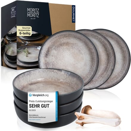 Moritz & Moritz VIDA Soepkommen Set - 6-delig Kommen - Ontbijtkommen - Porselein - Beige
