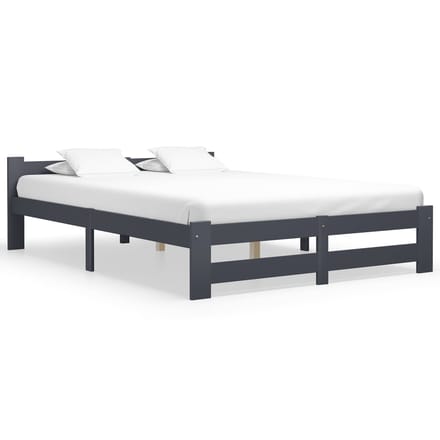 vidaXL - Bedframe - massief - grenenhout - donkergrijs - 160x200 - cm