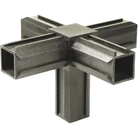 Alberts Buisverbinder Kruisstuk - Kruisvorm Haakse Afloop - Polyamide - Zwart - 20x20mm