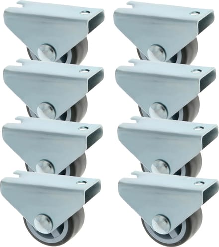 AMIG bokwiel/transportwiel - 8x - D25mm - rubber - 40kg draagvermogen - grijs