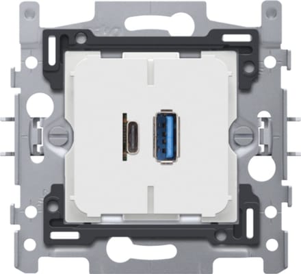 Niko - Dubbele smart USB-A USB-C lader met schroefklemmen - 420-00512