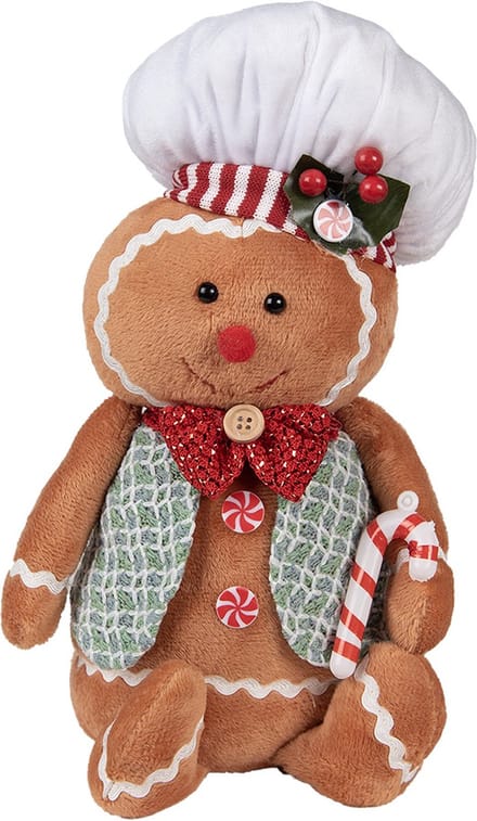 Clayre & Eef Kerstdecoratie Gingerbread man 19x14x35 cm Bruin Synthetisch