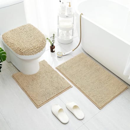 Badkamer Tapijt Set 3 Stuks - Extra Absorberende Shaggy Chenille Matten - Antislip & Wasbaar