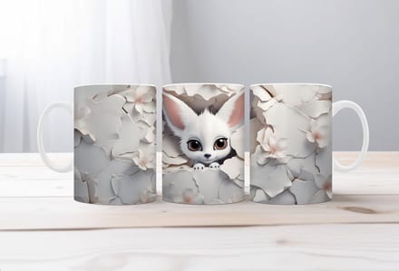 3D koffiemok Fennec fox Mug Wrap
