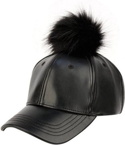 eCarla - pet met pompon - zwart
