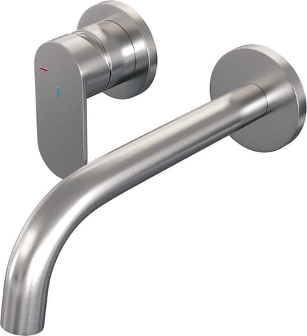 Brauer Brushed Edition inbouw wastafelmengkraan met gebogen uitloop en rozetten model C2 RVS geborsteld PVD