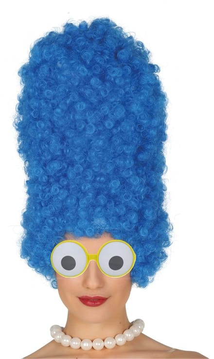 Fiestas Guirca Marge Simpson Pruik - en grote ogen verkleed bril - wit/blauw - Carnaval - Dames - Simpsons look a like