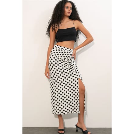 Hoge Taille Polka Dot Midi Rok