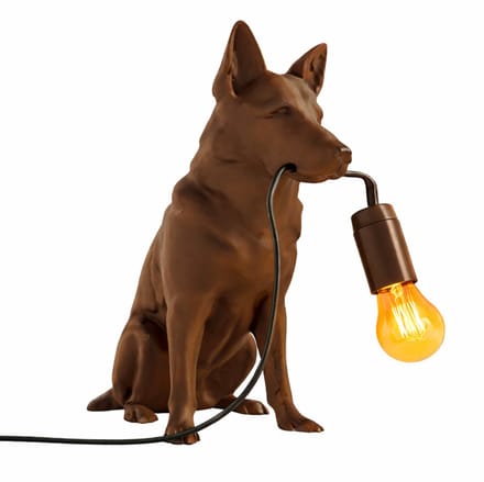 Fiastra Duitse Herder tafellamp - hondenlamp - bruin - E14 - 30 x 18 x 25 cm