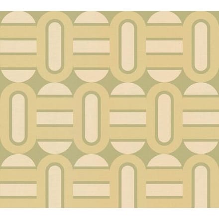 RETRO BEHANG | Grafisch - groen crème - A.S. Création Retro Chic