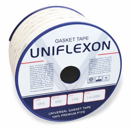 260 °C | 14 mm x 5 mm x 17 m | Teflon / ePTFE Afdichtingstape rechthoekig- Zelfklevend