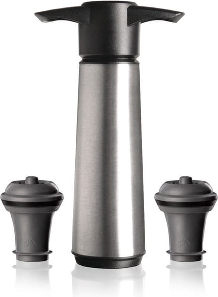 Vacu Vin Wine Saver RVS | Vacuüm Wijnpomp | 2 Vacuum Wine Stoppers | Gift box