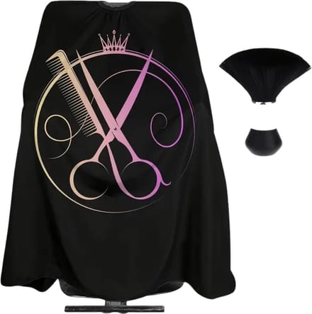 Bovista Baardschort - Beard Bib - Scheerschort - Baard Cape - Kappersmantel - Kapmantel - Paars + Borstel