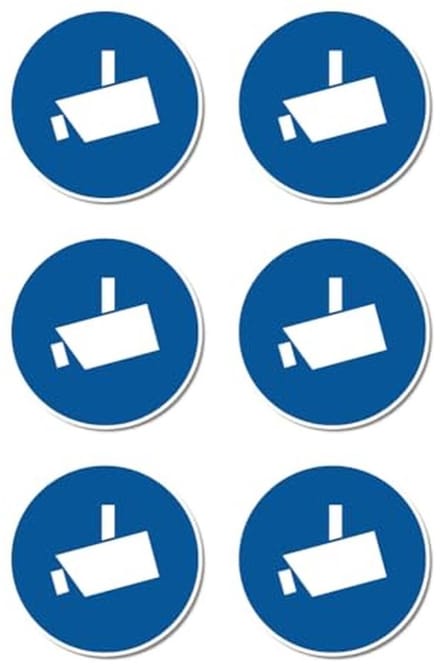 Bewakingscamera - Videobewaking Veiligheidsstickers Ø 5 cm, 6 Stuks