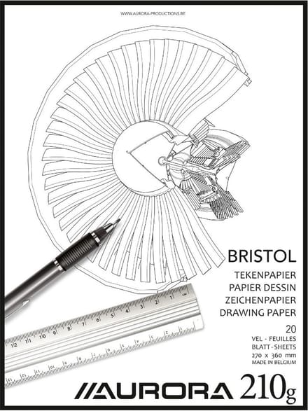 Aurora Tekenblok - Bristol - Glad Tekenpapier - 270x360mm - 210g - 20 Vel