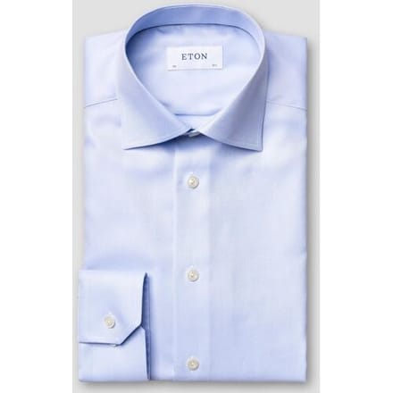 Eton Overhemd Uni Cotton Rich Diagonal Textured Twill Licht Blauw / male