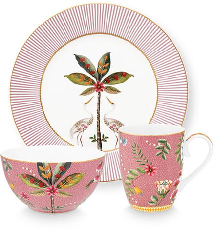 Pip Studio - La Majorelle - Set van 3 - Ontbijtset - Roze - Porselein