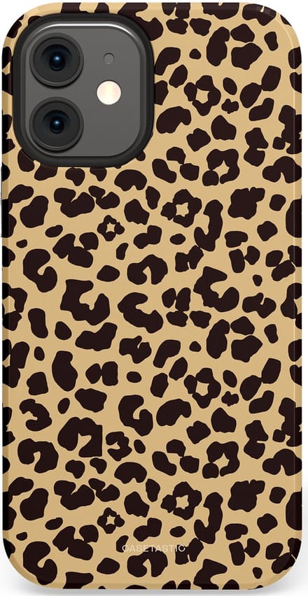 Casetastic hoesje geschikt voor Apple iPhone 12 Mini - Dubbellaagse bescherming - Wild - Fashion Case - Beige Zwart