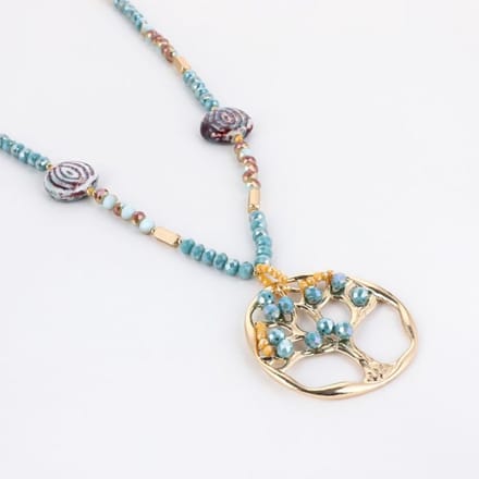 ketting - tree of live - sieraad - hand made - blue - cadeau tip