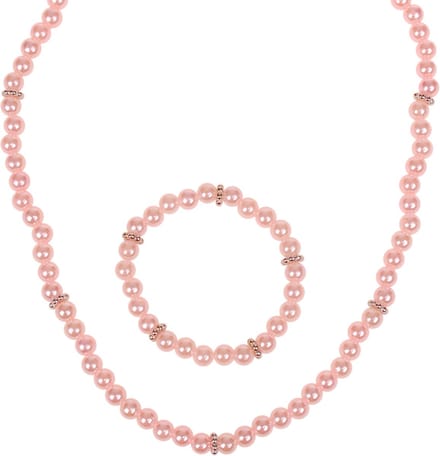 Kinderketting en Kinderarmbandje - Set - Lichtroze Imitatiepareltjes 6mm - Spacers - Elastisch