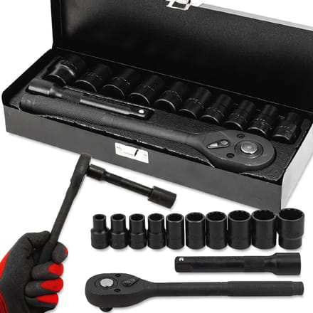 FORCEKRAFT FK-4122-9 - Slagmoersleutel Set - 12 Elementen - CR-Mo Staal - Inclusief Koffer