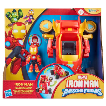 Marvel Iron Man and His Awesome Friends - Iron Man 2-in-1 Actiefiguur en Voertuig