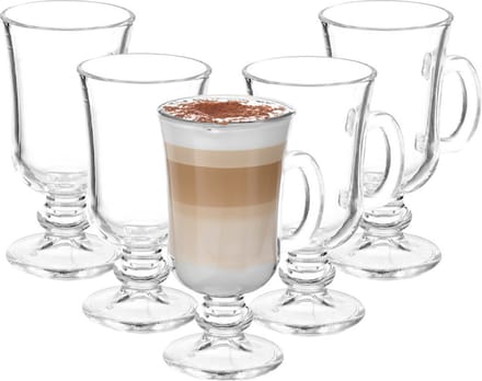 Kinvara Caffe Latte/koffie glazen Paris - glas - 6x - 250 ml